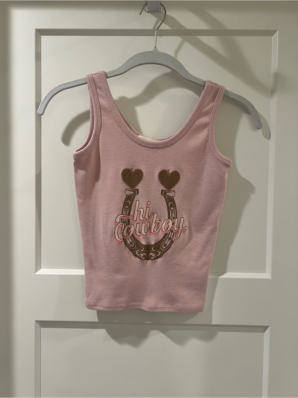 Pink 'Hi Cowboy' Graphic Tank Top